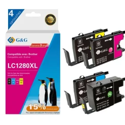 Cartouche compatible Brother LC1280XL - Pack de 4 - noir, cyan, magenta, jaune - G&G