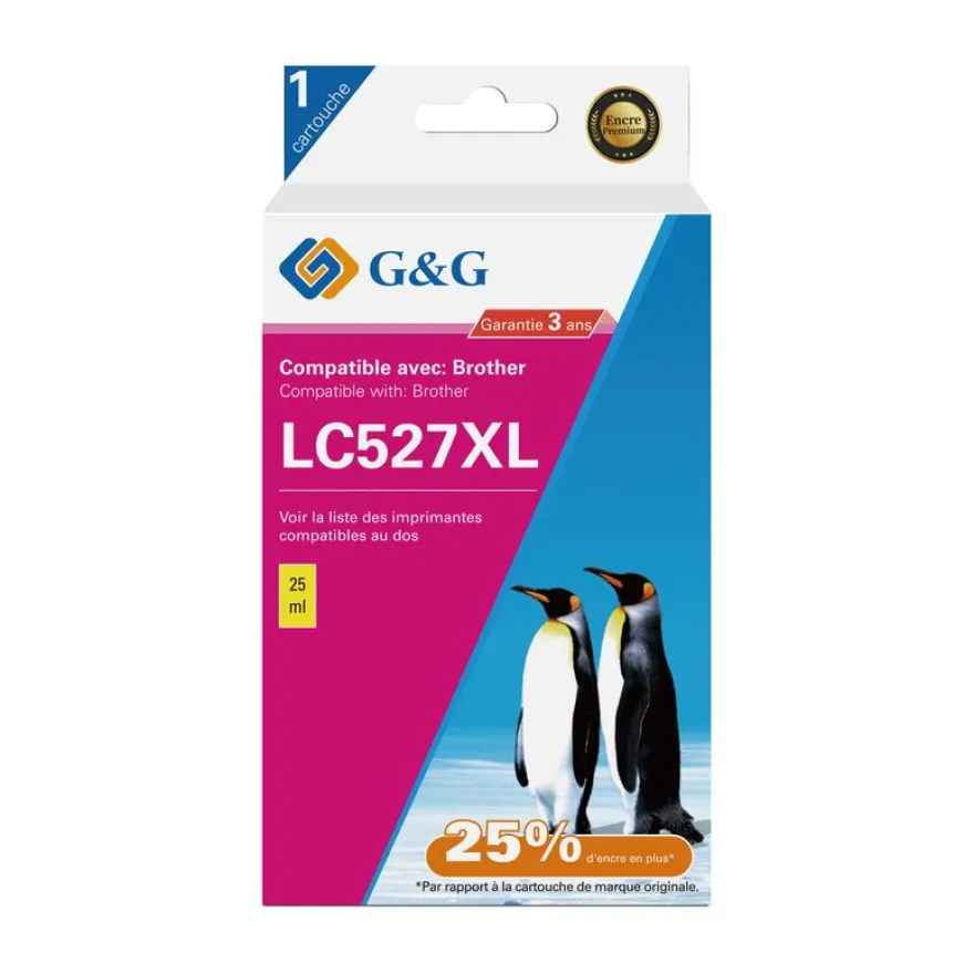 Cartouche compatible Brother LC527XL - Jaune - G&G