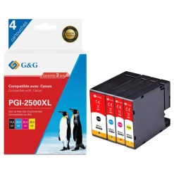 Cartouche compatible Canon PGI-2500XL - Pack de 4 - noir, cyan, magenta, jaune - G&G
