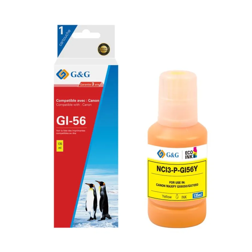 Cartouche compatible Canon GI-56 - jaune - G&G