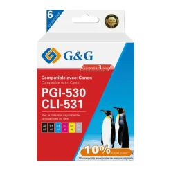 Cartouche compatible Canon PGI-530/CLI-531 - noir photo,noir, cyan, magenta, jaune - G&G