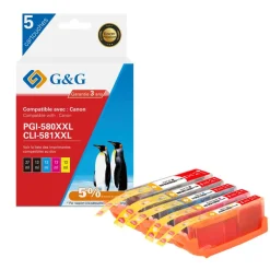 Cartouche compatible Canon CLI-581XXL/PGI-580XXL - Pack de 4 - noir, cyan, magenta, jaune - G&G