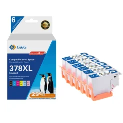 Cartouche compatible Epson 378XL Ecureuil - Pack de 6 - noir, cyan, magenta, jaune, magenta clair, cyan clair - G&G
