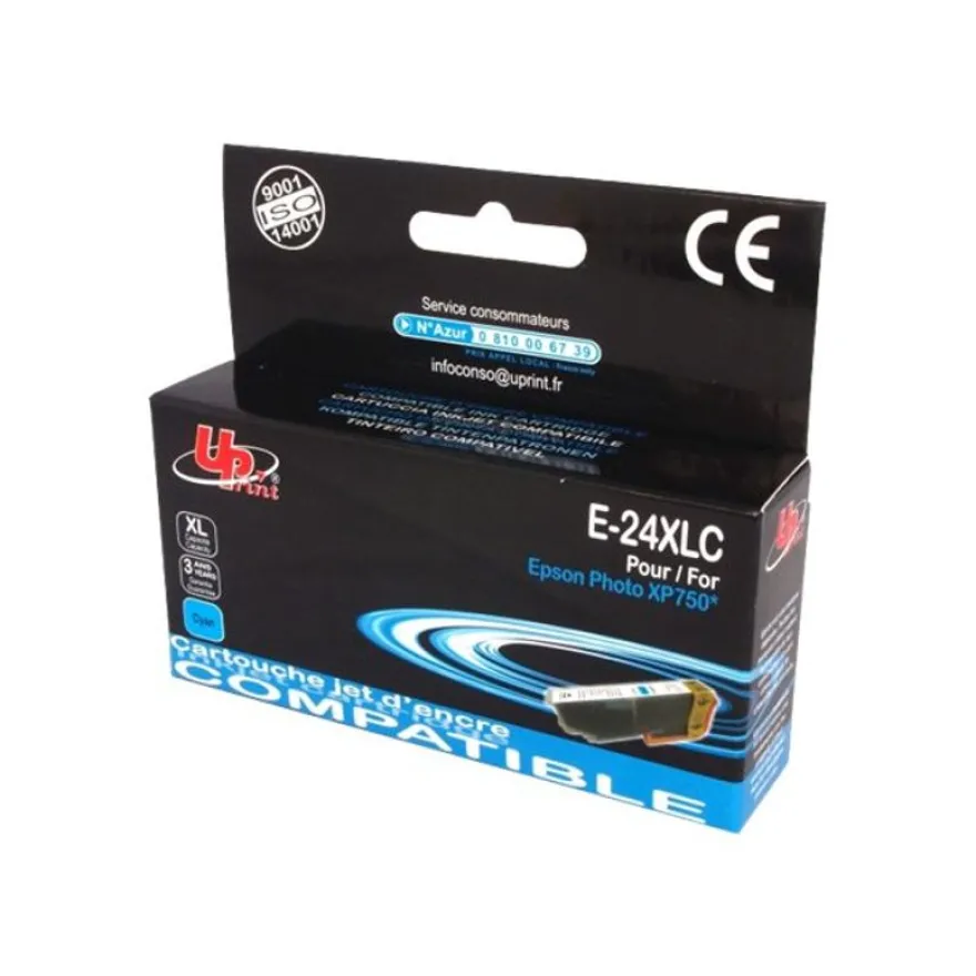 Cartouche compatible Epson 24XL Eléphant - cyan - Uprint