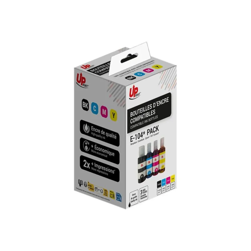 Cartouche compatible Epson EcoTank 104 - Pack de 4 - magenta, cyan, noir, jaune - Uprint