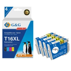 Cartouche compatible Epson 16XL Style plume - Pack de 4 - noir, cyan, magenta, jaune - G&G