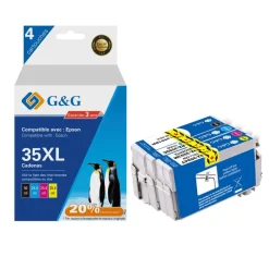 Cartouche compatible Epson 35XL Cadenas - Pack de 4 - noir, cyan, magenta, jaune - G&G