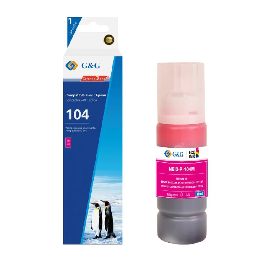 Cartouche compatible Epson EcoTank 104 - magenta - G&G
