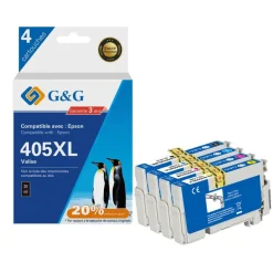 Cartouche compatible Epson 405XL Valise - Pack de 4 - noir, cyan, magenta, jaune - G&G