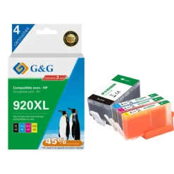 Cartouche compatible HP 920XL - Pack de 2 - noir, cyan, magenta, jaune - G&G