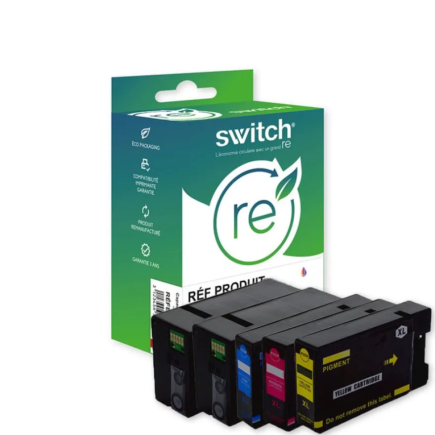 Cartouche remanufacturée Canon PGI-2500XL - Pack de 4 - Noir, Cyan, Magenta, Jaune - Switch