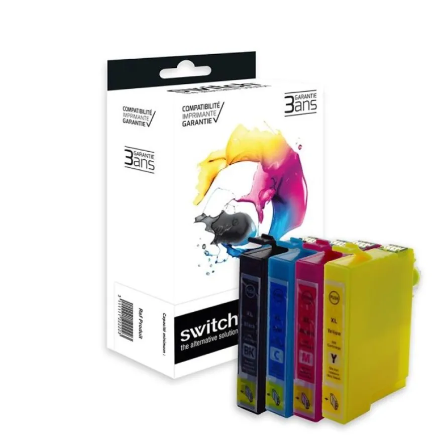 Cartouche remanufacturée Epson T044 Parasol - pack de 4 - noir, jaune, cyan, magenta - Switch