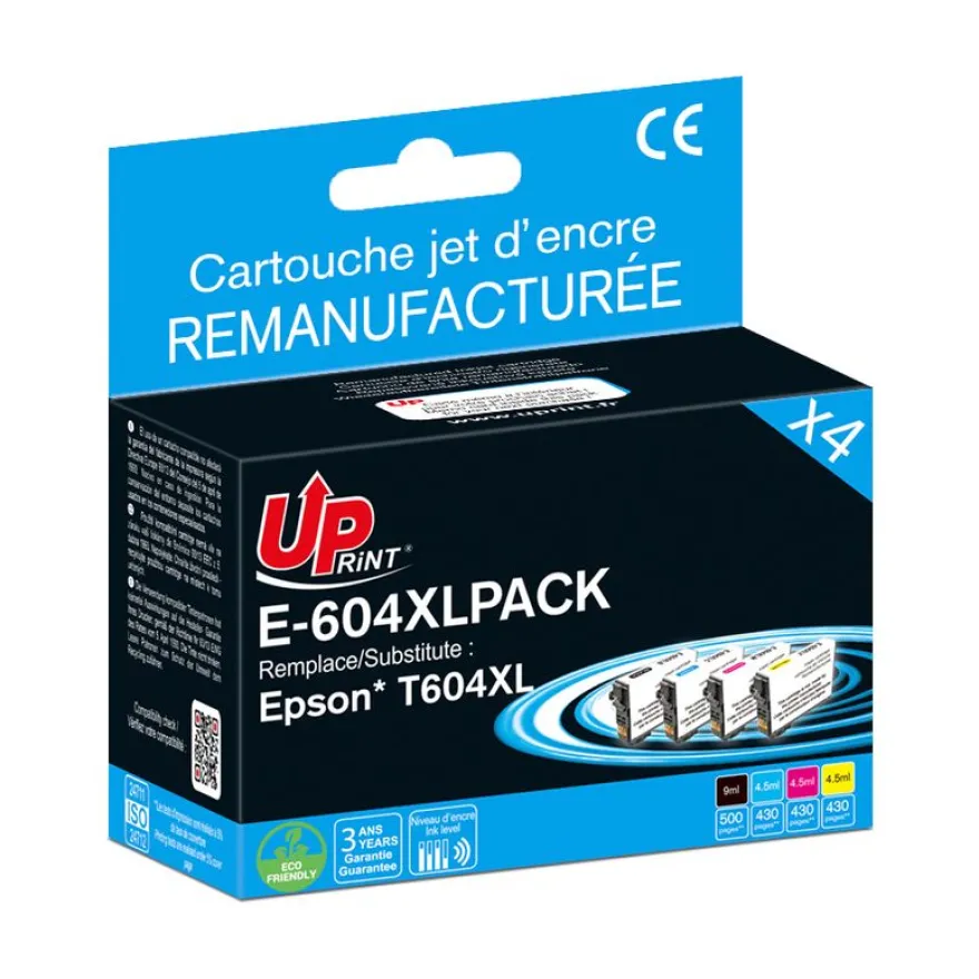 Cartouche remanufacturée Epson 604XL Ananas - pack de 4 - noir, cyan, magenta, jaune - Uprint