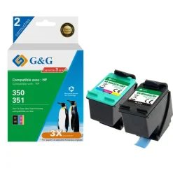 Cartouche remanufacturée HP 350/351 - Pack de 2 - noir, cyan, magenta, jaune - G&G