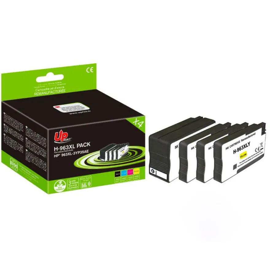 Cartouche remanufacturée HP 963XL - pack de 4 - noir, jaune, cyan, magenta - UPrint