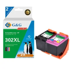 Cartouche remanufacturée HP 302XL - Pack de 2 - noir, cyan, magenta, jaune - G&G