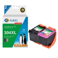 Cartouche remanufacturée HP 304XL - Pack de 2 - noir, cyan, magenta, jaune - G&G
