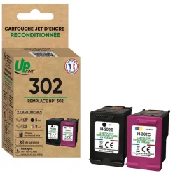 Cartouche remanufacturée HP 302 - pack de 2 - noir, cyan, magenta, jaune - Uprint