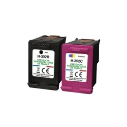 Cartouche remanufacturée HP 302 - pack de 2 - noir, cyan, magenta, jaune - Uprint