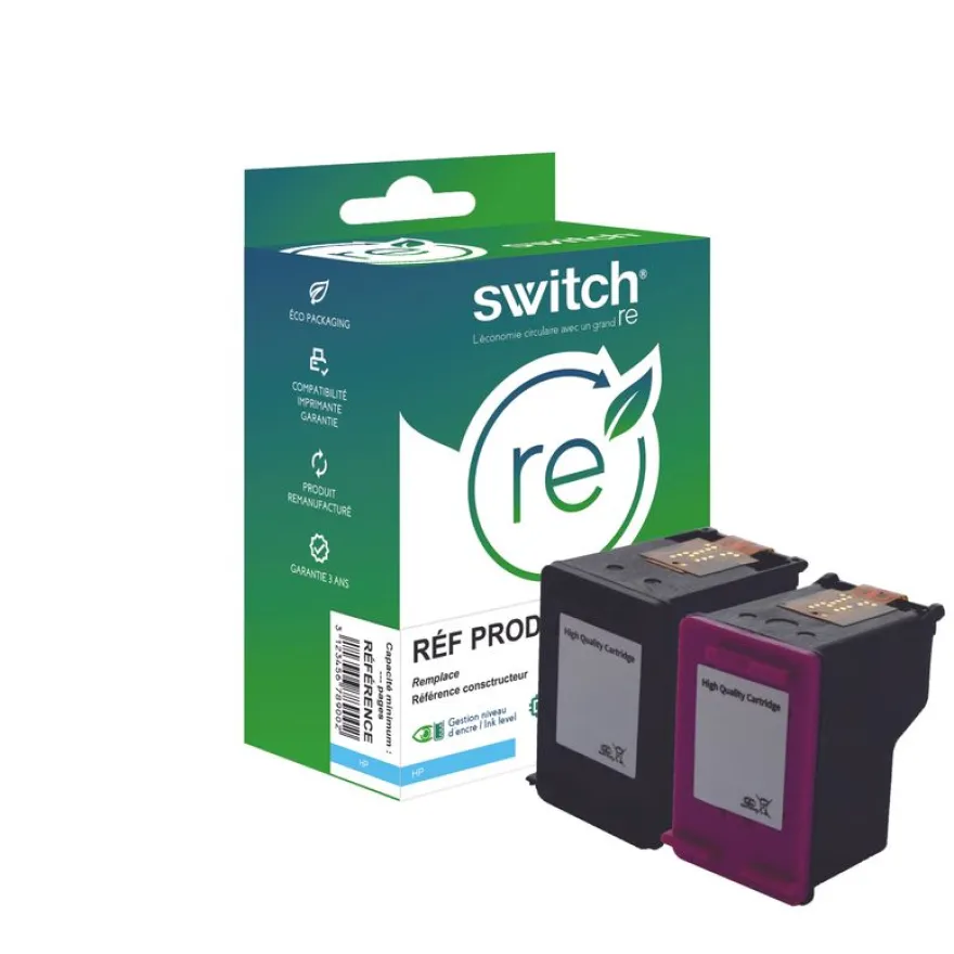 Cartouche remanufacturée HP 302XL - Pack de 2 - noir, cyan, magenta, jaune - Switch