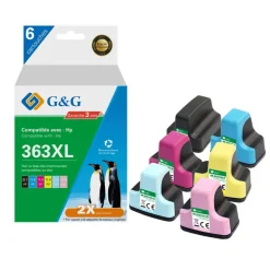 Cartouche remanufacturée HP 363 - Pack de 4 - noir, cyan, magenta, jaune, magenta clair, cyan clair - G&G