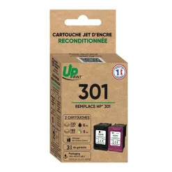 Cartouche remanufacturée HP 301 - pack de 2 - noir, cyan, magenta, jaune - Uprint