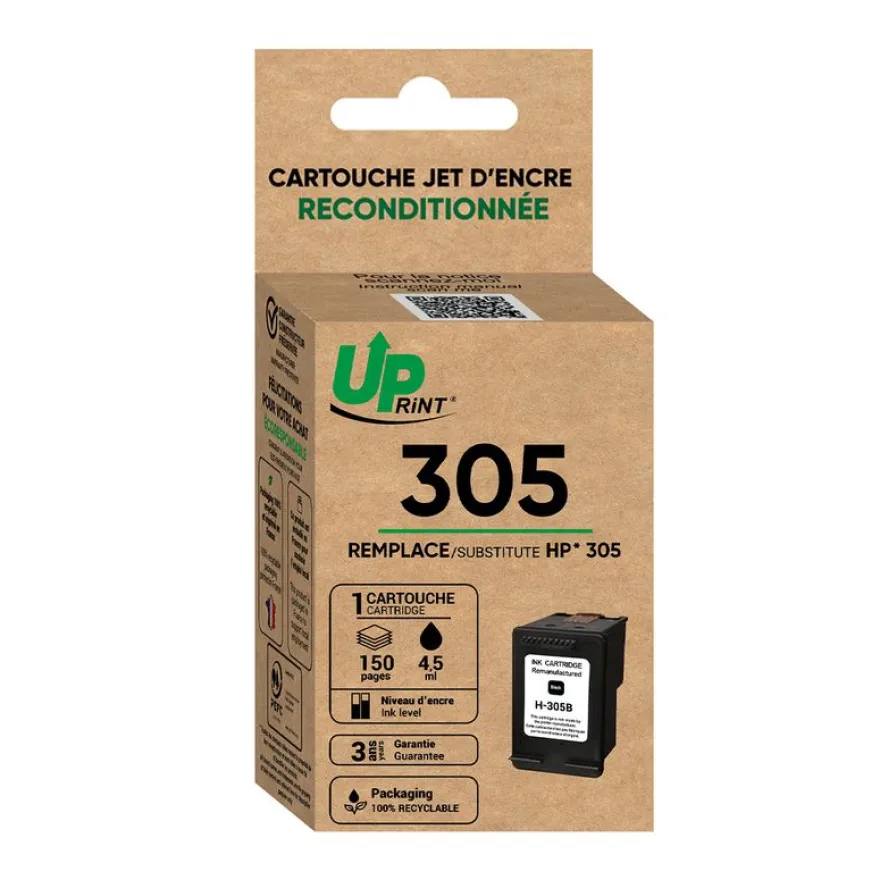 Cartouche remanufacturée HP 305 - noir -Uprint