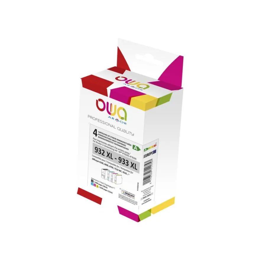 Cartouche remanufacturée HP 932XL/933XL - pack de 4 - noir, cyan, magenta, jaune - Owa