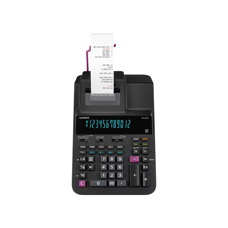 Casio DR-200R - Calculatrice imprimante - 10 chiffres + 2 exposants - pile - noir