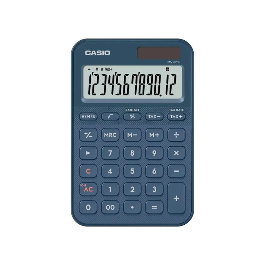 Casio MS-20YC - Calculatrice de bureau - 12 chiffres - panneau solaire, pile - bleu