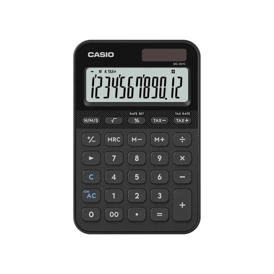 Casio MS-20YC - Calculatrice de bureau - 12 chiffres - panneau solaire, pile - noir
