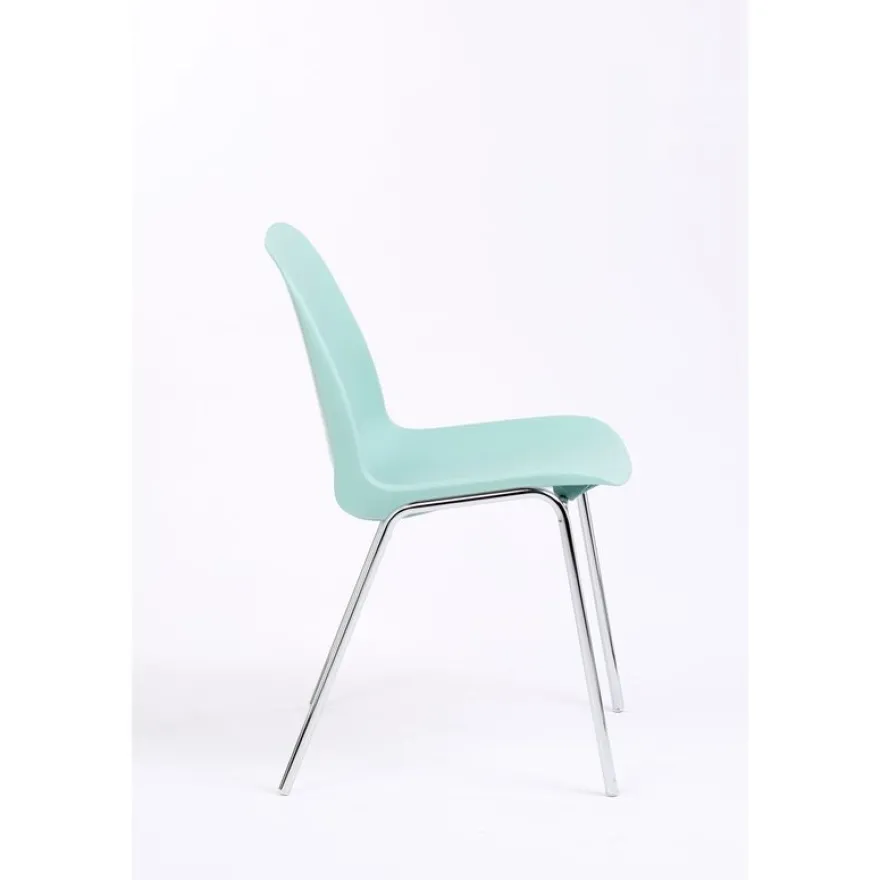 Chaise CHARLOTTE - pieds chromés sans accroche - Vert d'eau
