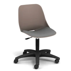 Chaise PALM - coque taupe - assise gris clair - base noire