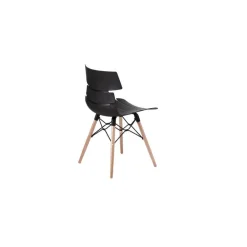 Chaise TESS - pieds bois et acier noir - noir