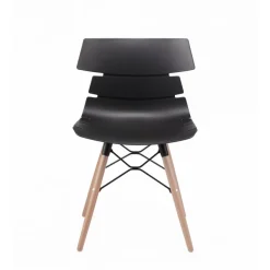 Chaise TESS - pieds bois et acier noir - noir