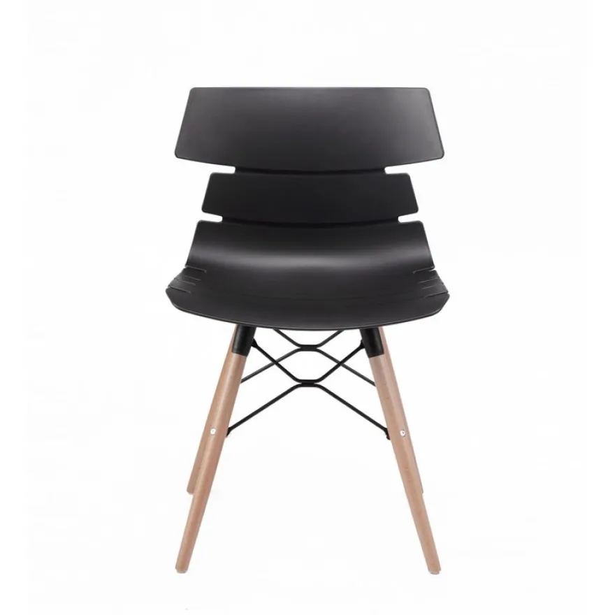 Chaise TESS - pieds bois et acier noir - noir