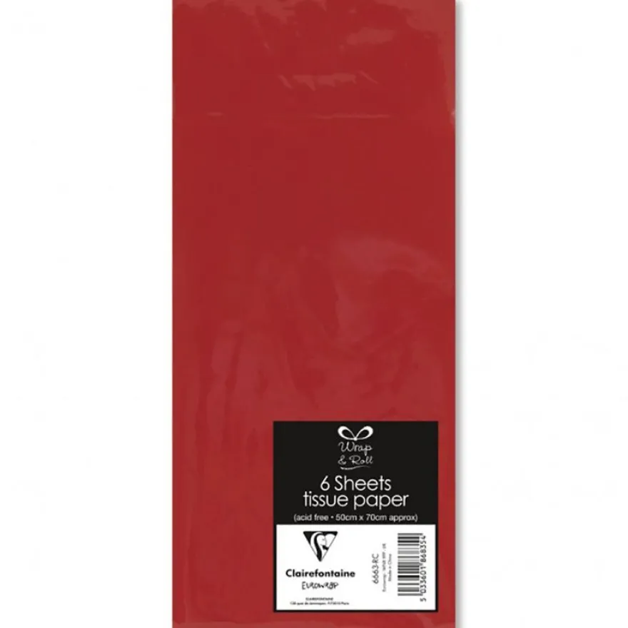 Clairefontaine - 6 feuilles de papier de soie - 50 x 70 cm - rouge
