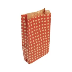 Clairefontaine - 50 Pochettes cadeau kraft - 15 cm x 6 cm x 31 cm - pois/fond rouge