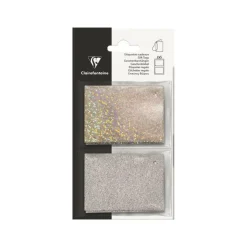 Clairefontaine - 10 Étiquettes cadeau - paillettes argentées/holographique - 8 x 16 cm