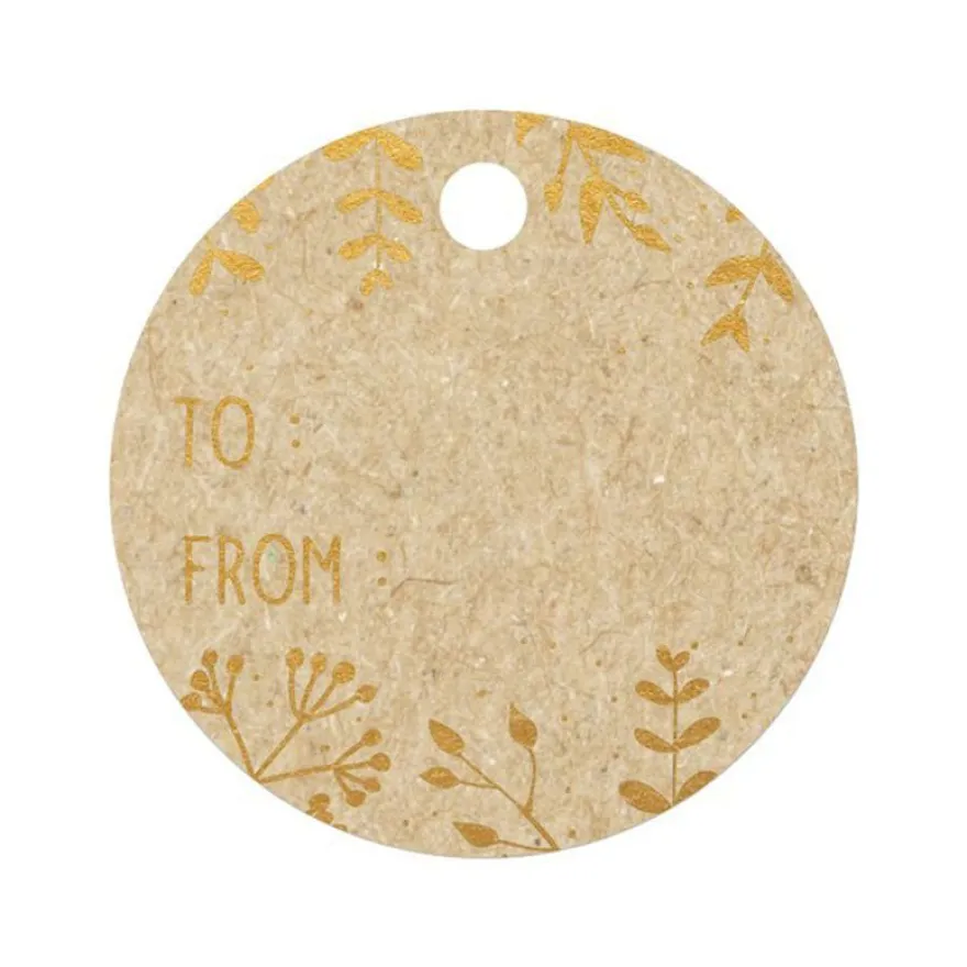 Clairefontaine - 12 Étiquettes cadeau kraft - rond - 8 x 16 cm