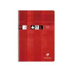 Clairefontaine - Cahier spiralé de travaux pratiques (TP) - A4 (21x29,7 cm) - 80 pages - grands carreaux (Seyes)/uni - disponible dans différentes couleurs