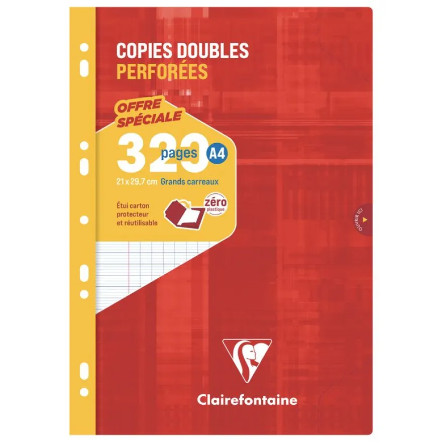 Clairefontaine - copies doubles - 320 pages - A4 - perforés - grands carreaux (Seyes)