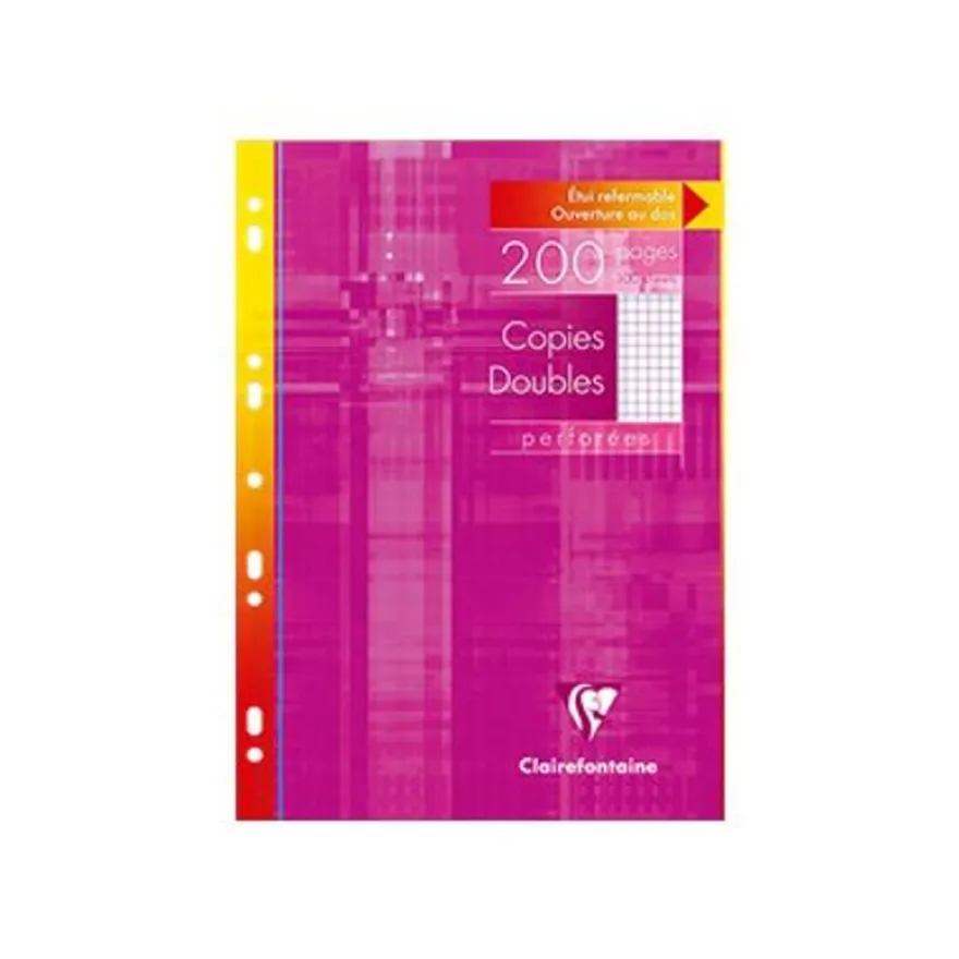 Clairefontaine - copies doubles - 200 pages - A4 - petits carreaux (5x5 mm) - perforées