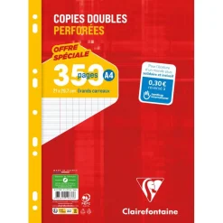 Clairefontaine - copies doubles sous film - 350 pages - A4 - grands carreaux (Seyes) - perforées - 90g