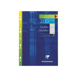 Clairefontaine - feuilles simples A4 - 200 pages - grands carreaux (Seyes) - coloris assortis
