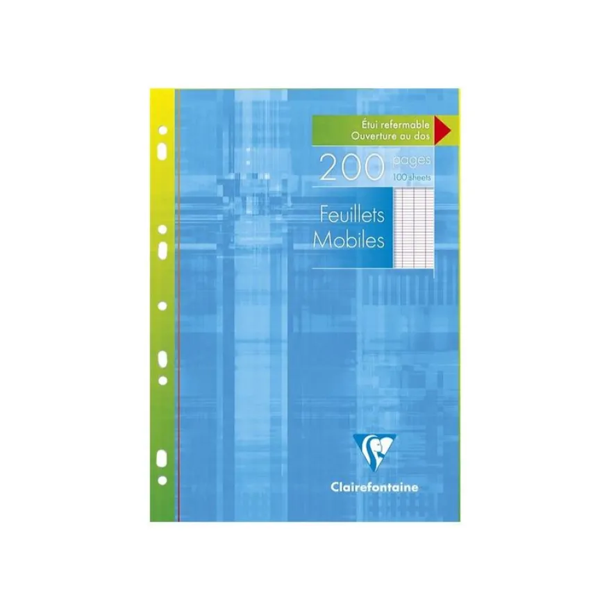 Clairefontaine - feuilles simples A4 - 200 pages - grands carreaux (Seyes) - perforées