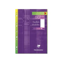 Clairefontaine - feuilles simples A4 - 60 pages - perforées - blanches unies