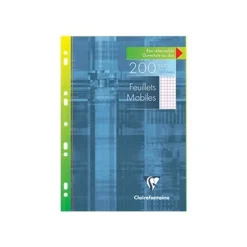 Clairefontaine - feuilles simples A4 - 200 pages - petits carreaux (5x5 mm) avec marge - perforées