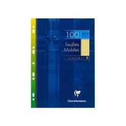 Clairefontaine - feuilles simples A4 - 100 pages - grands carreaux (Seyes) - perforées - jaune
