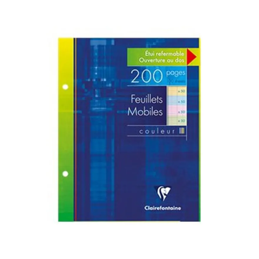 Clairefontaine - feuilles simples 17x22 cm - 200 pages - grands carreaux (Seyes) - perforées - coloris assortis